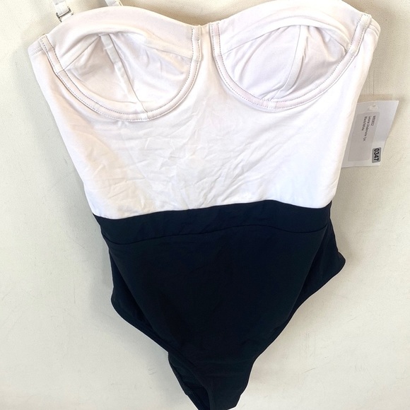 (B21) Fortune Swimwear Leona Underwire One-piece Black/White Swimsuit, Sz S, NWT - Picture 3 of 8